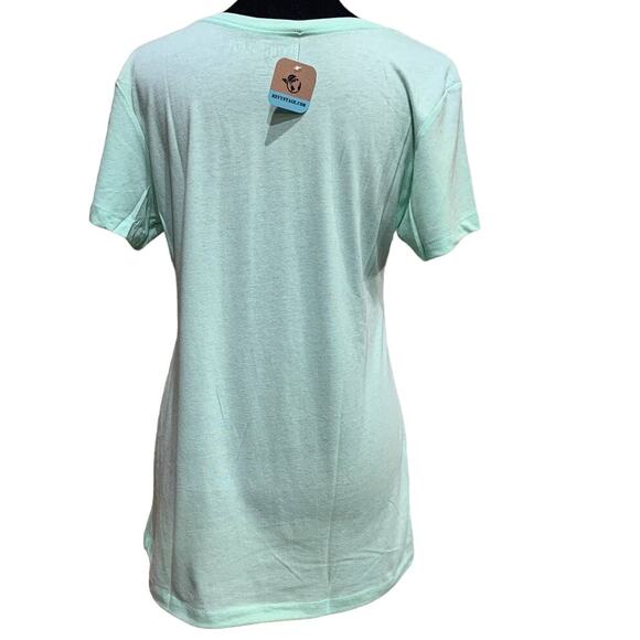 New Hand Printed Large Pink Green Succulent Cactus Cotton Blend Short Sleeve Tee - Picture 3 of 3